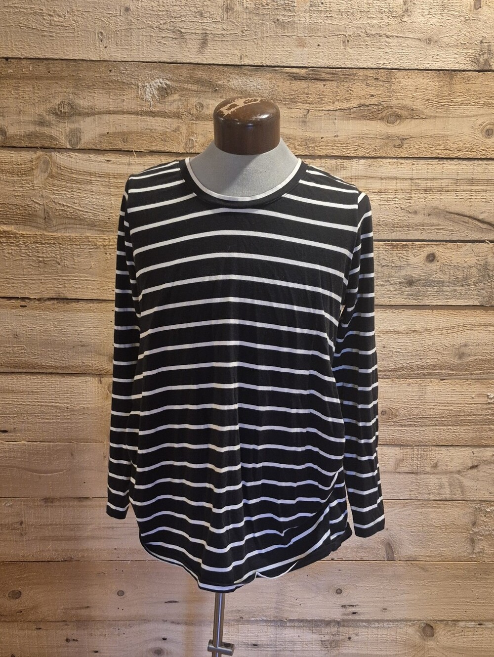 5/$30 Or 10/$50. Black and White Striped Maternity Long-Sleeve Top
